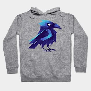 Geometrical Blue Raven. Adorable Mosaic Cute Kawaii Simple Bird Hoodie